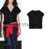 MD Early Autumn New Women Clothes Young Commuter Style Simple Solid V-neck Sweater Vest Vest Top 5724595