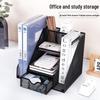 Desktop Metal File Rack Basket: Multi-layer Vertical Storage Box for Desk Management and Document Organization.
