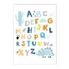 Alphabet and Number Wall Poster for Boys, Custom Name Canvas Painting, Colorful Dinosaur Print, Nursery Wall Art Picture, Kids R