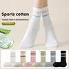 Female Autumn Pure Cotton Stripe Essential Oil Emollient Bacterializer Deodorant Anti Pilling Right Angle Sport Tube Socks