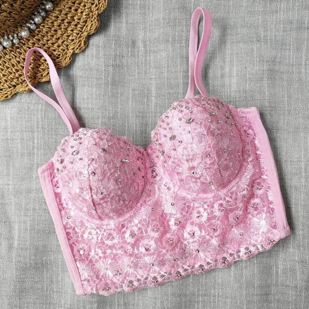 Укороченные топы yushutiff, кружевной женский корсет со стразами, летний бюстгальтер пуш-ап, укороченный бюстгальтер без косточек, женский бюстье, Femme Mujer, одежда