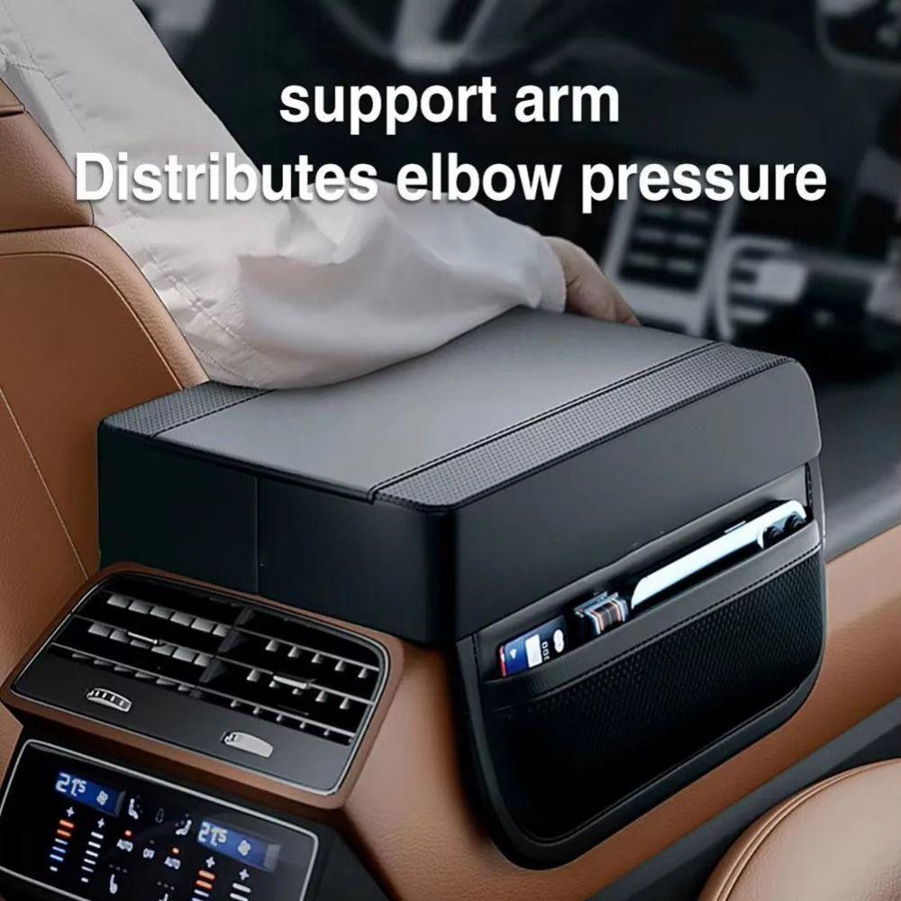 Waterproof Car Armrest Box Booster Pad Anti-slip Heightening Elbow Pad Leather Armrest Mat Trucks