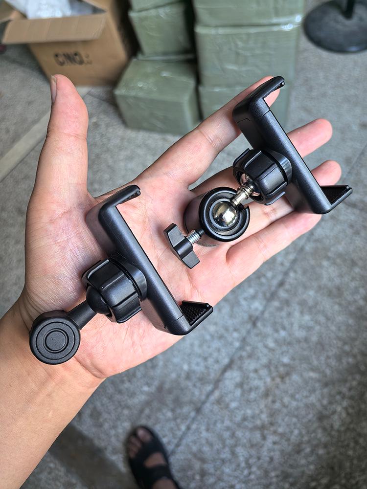 1/4 Turn 17mm Ball Head Phone Tripod Mount with Universal Swivel Bracket, Clip, and 360° Adapter for Live Streaming.