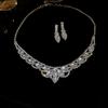 3Pcs U-Shaped Water Drop Pendant Necklace European Style Crystal Bride Jewelry Set  Ladies Gift