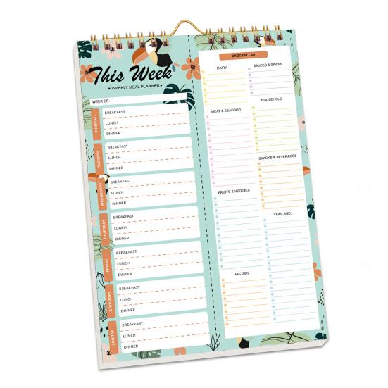 52-недельный отрывной блокнот для планирования питания, на спирали, с отрывным списком покупок, недатированный блокнот для планирования меню для кухни