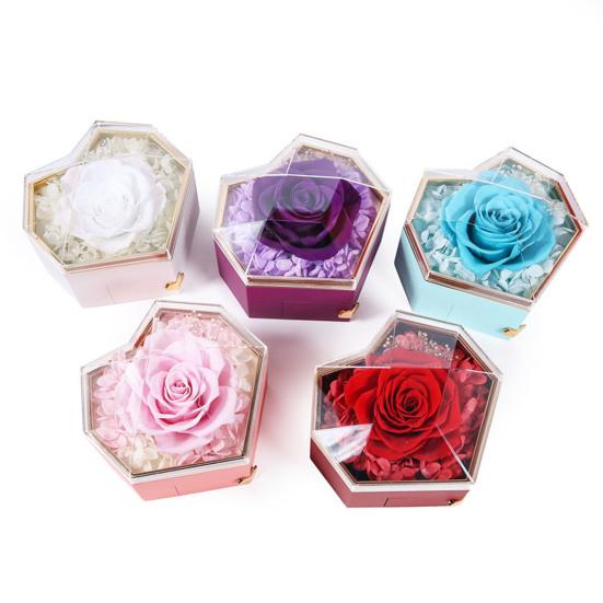 Eternal Rose Necklace Box Gift Acrylic Jewelry Drawer Box Preserved Roses Christmas Jewelry Case Mother Day Jewelry Box