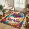 Decorative Artwork Theme Crystal Velvet Rug Personalized Custom Name Text Soft Floor Mat Home Decor
