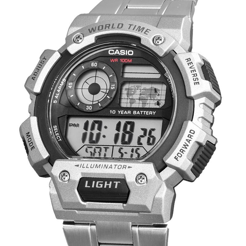 Casio Серия YOUTH-Дисковый Цифровой Дисплей Классический Ретро Мода Десять Лет Электрический Механизм Кварцевый Механизм Ремешок из Нержавеющей Стали Японский AE-1400WHD-1A