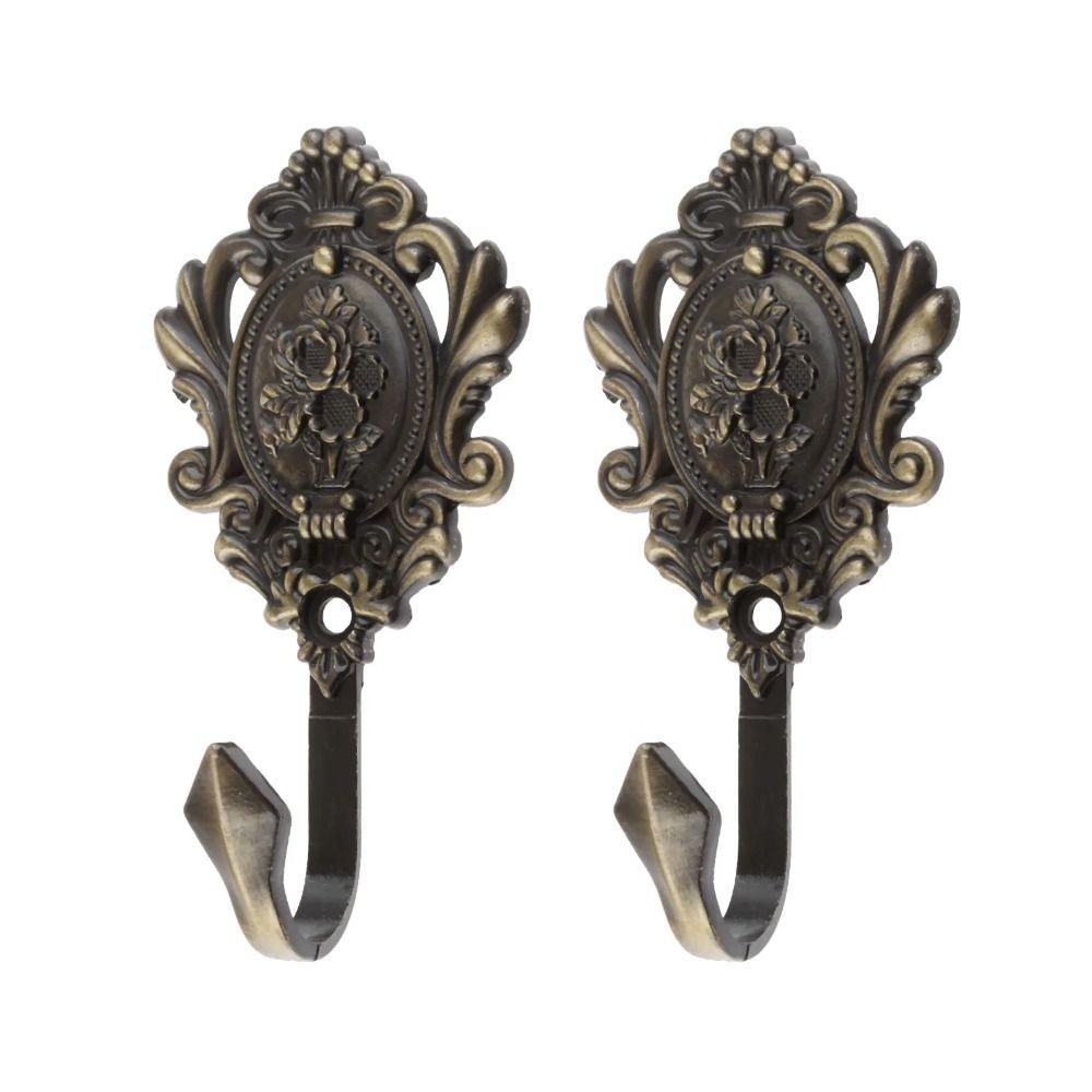 2Pcs Zinc Alloy Wall Hook European Classic Drapery Curtain Tieback Hooks Trendy Cloth-hat Hook