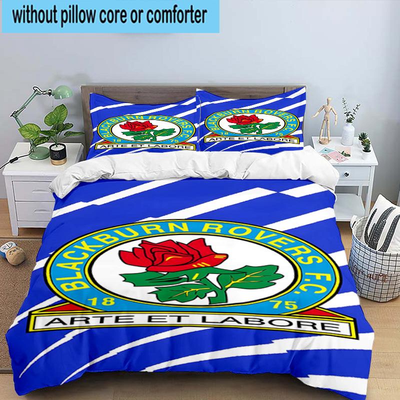 3pcs Blackburn Rovers Crest Football Club Bedding Set Duvet Cover Closure Includes 1 Duvet Cover & 2 Pillowcases Bedding Sets Home Decor Gifts