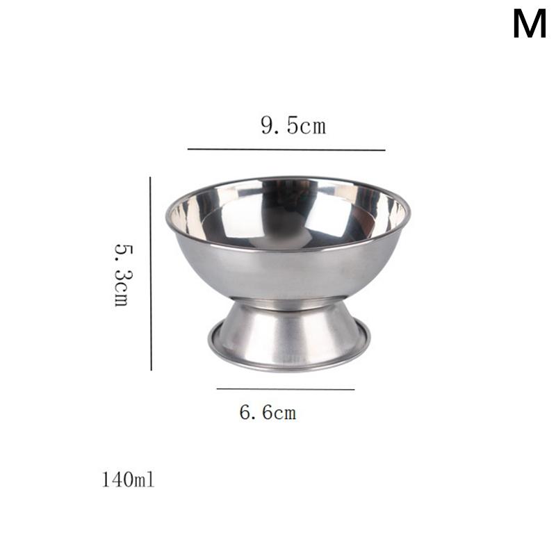 S/M/L New Stainless Steel Ice Cream Cups Salad Bowl Dessert Fruit Plate Tableware Bar Party Metal Wine Glasses Kitchen Tools