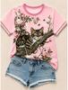 Women's T Shirts Prints Floral Graphic Vintage Stylish Classic Short Sleeve Crew Neck Regular Tops Casual Daily