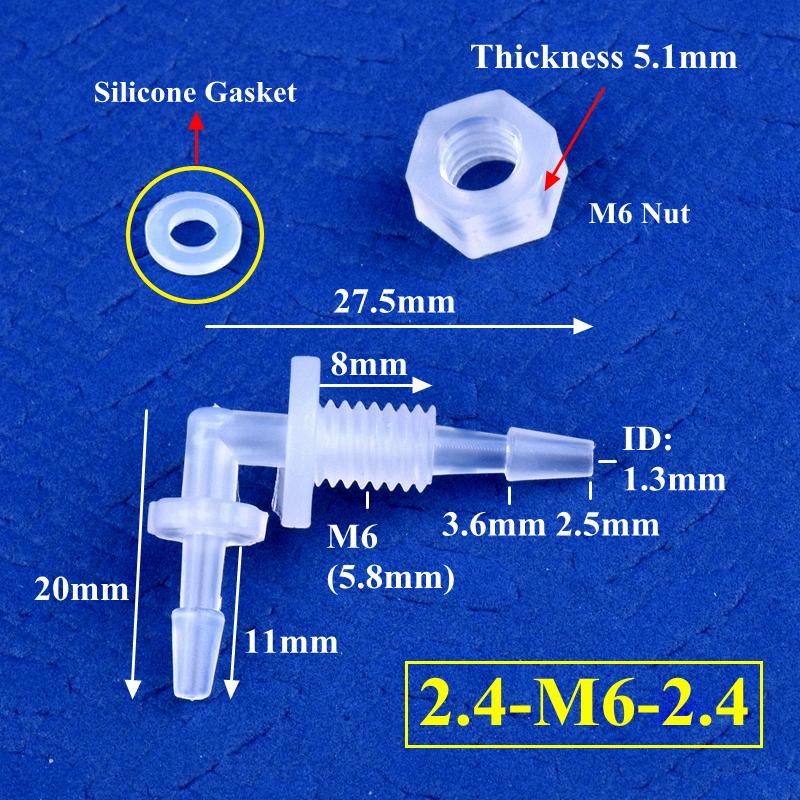 Pagoda Perforated Elbow Connector + Silicone Gasket Aquarium Tank Adapter Garden Water Hose Joint M6~G1/2 Thread To 2.4-11.1mm