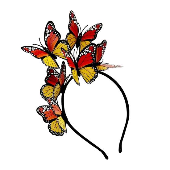 Женская повязка на голову с разноцветными бабочками, декор для свадебных волос, вечеринки, косплей, Хэллоуин, аксессуары для волос