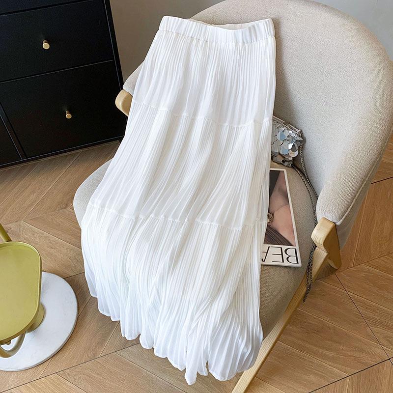 Женская юбка весна-лето 2025 Purple Fairy Gauze: Тонкий, универсальный, плиссированный дизайн