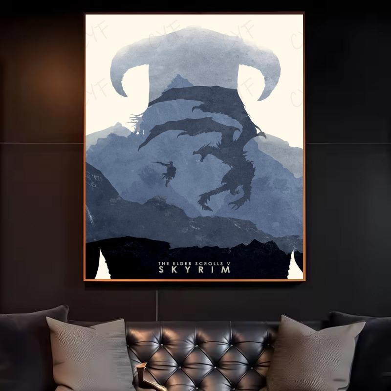 S-Скайрим Постер The Elder S-Scrolls V HD арт липкий на стену водонепроницаемый дом гостиная спальня бар эстетичное украшение
