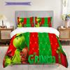 1PC Grinch pattern Bedding Quilt Set Quilt Cover Pillowcase Home Decoration Birthday Gift (1 * duvet cover + 2 * pillowcase, without core)