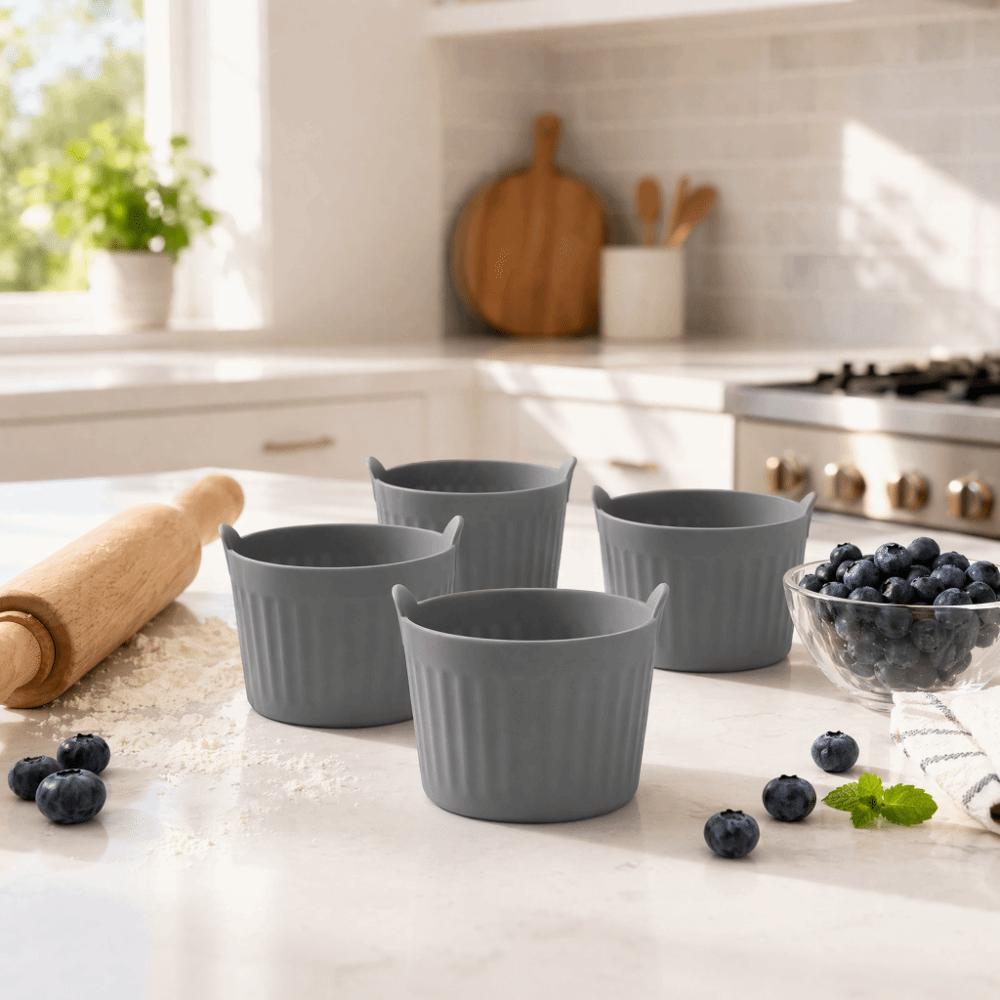 4pcs Silicone Air Fryer Liners Oil-Free Egg Poacher Mold Silicone Baking Cups for Oven Baking