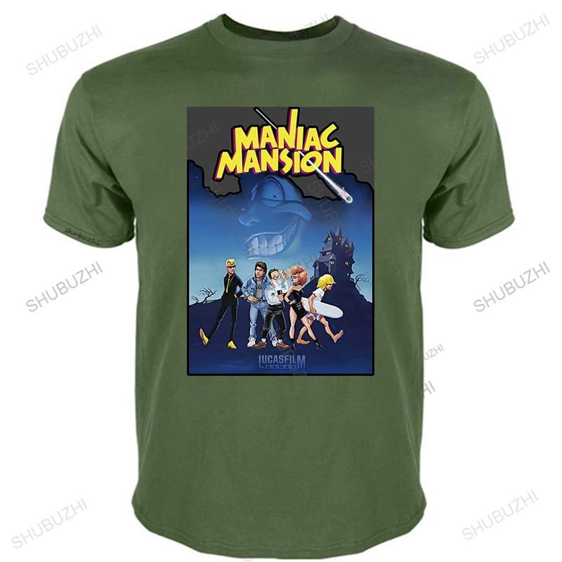 Men Cotton o-neck T Shirt Summer Tshirt MANIAC MANSION Lucasfilm Games 1987 retrogaming monkey island unisex tee-shirt