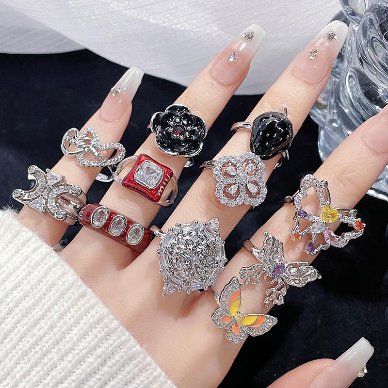 Light Luxury High-End Butterfly Rose Stacking Series Open Ring Niche Design Personalized Ring Woman