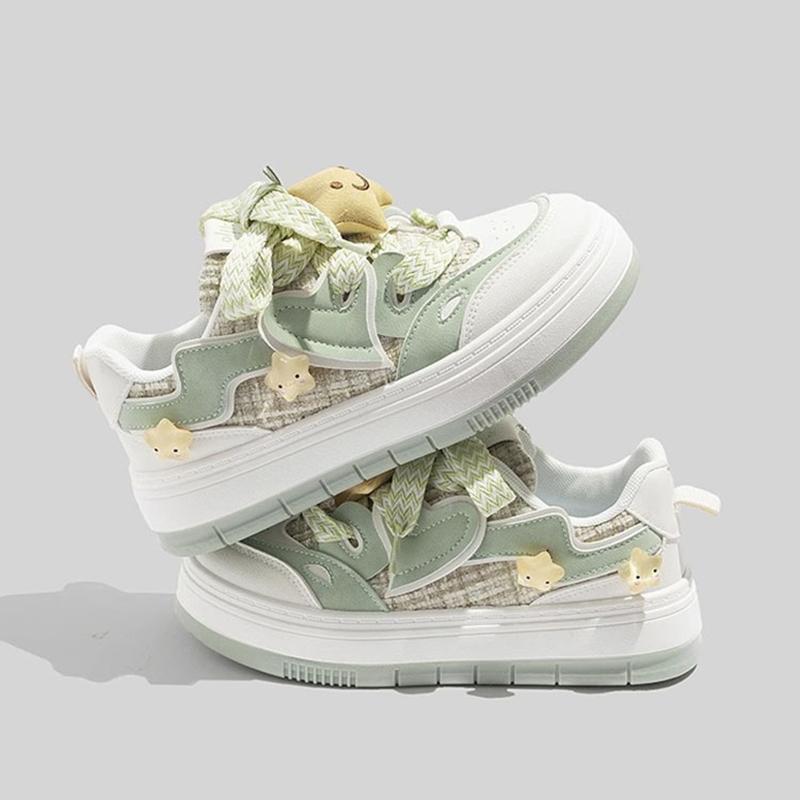 Зеленые кроссовки повседневные кроссовки на платформе женские Kawaii star дизайнерские повседневные туфли женские в стиле колледжа корейские теннисные спортивные туфли