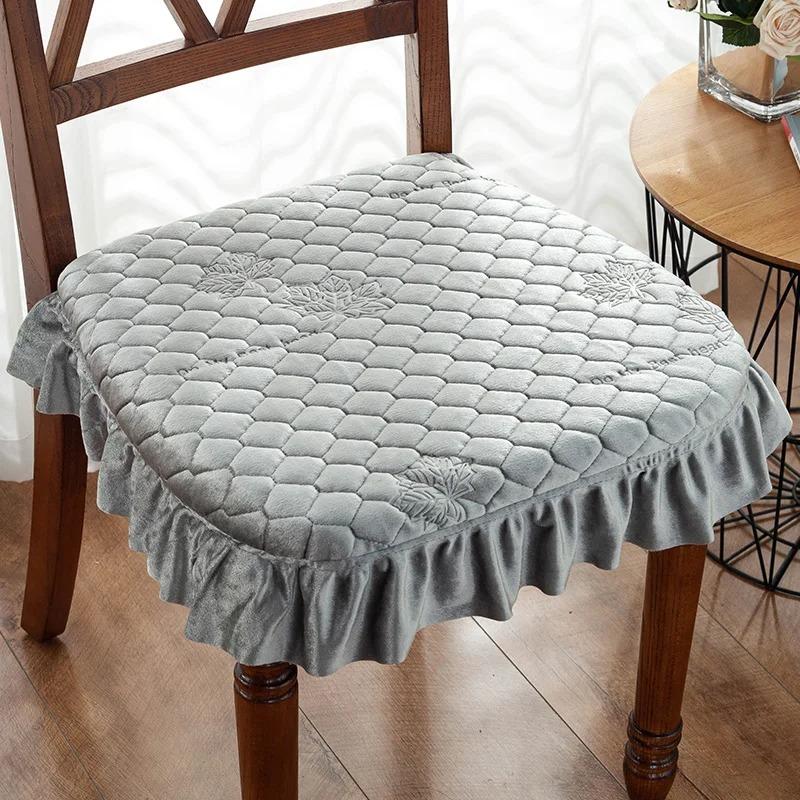 Кружевная подушка для обеденного стула 43*45 см, подушки для сидения, офисный коврик, табурет, подушка для сиденья, теплая плюс толстая подушка