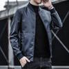 New Men's Baseball Collar Leather Jacket Korean Style Trendy Slim Handsome Jacket Men's Motorcycle Super Cool Men's Clothing