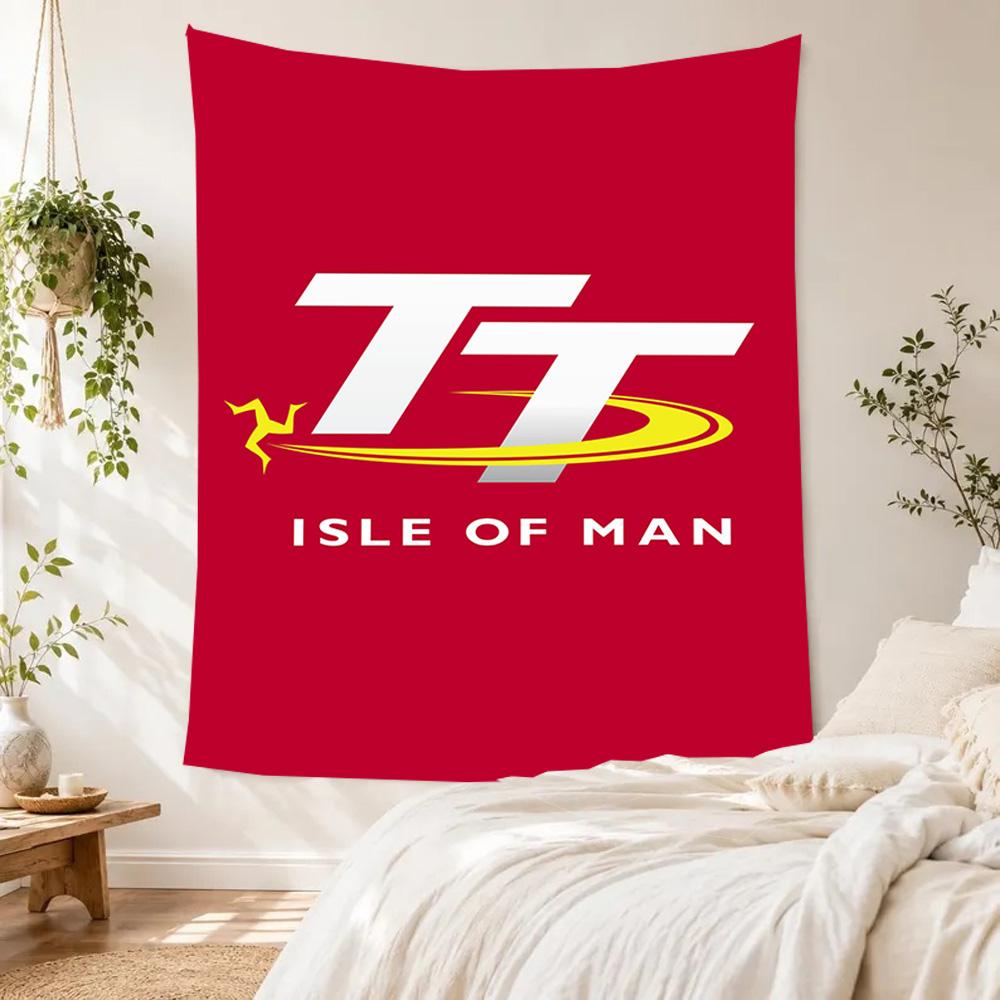 Isle Man Tt Wall Tapestry Retro Boho Made for Dorm Wall Bedroom Reading Corner Multipurpose Tasseled Design Gift for Friends Family