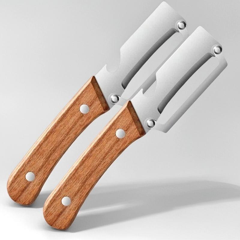 2PC Set Kitchen Peeler Stainless Steel Vegetable Peeler Wooden Handle For Peeling And Slicing Fruits And Vegetables Kitchen Tool 4