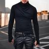 Yousheng весна осень мужской топ защита шеи высокий воротник облегающий эластичный плиссированный длинный рукав пуловер толстовка для дома спортзал уличная одежда