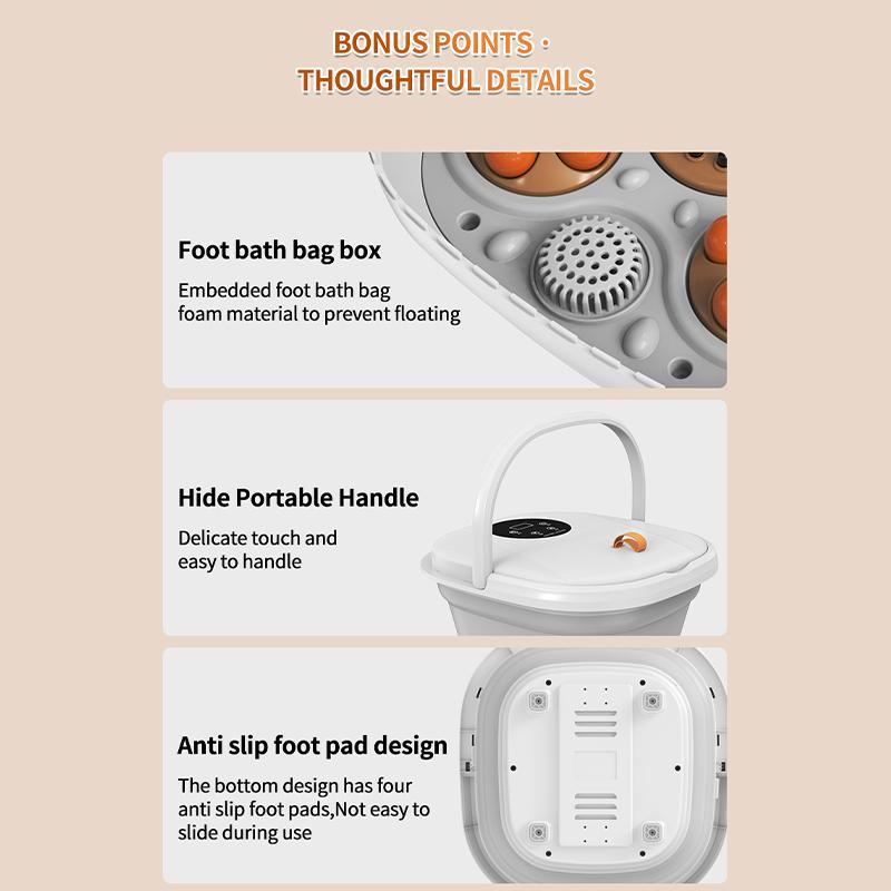 Складная автоматическая гидромассажная ванна для ног с тепловой вибрацией, ванна для ног с красным светом и массажными роликами для расслабления и снятия стресса