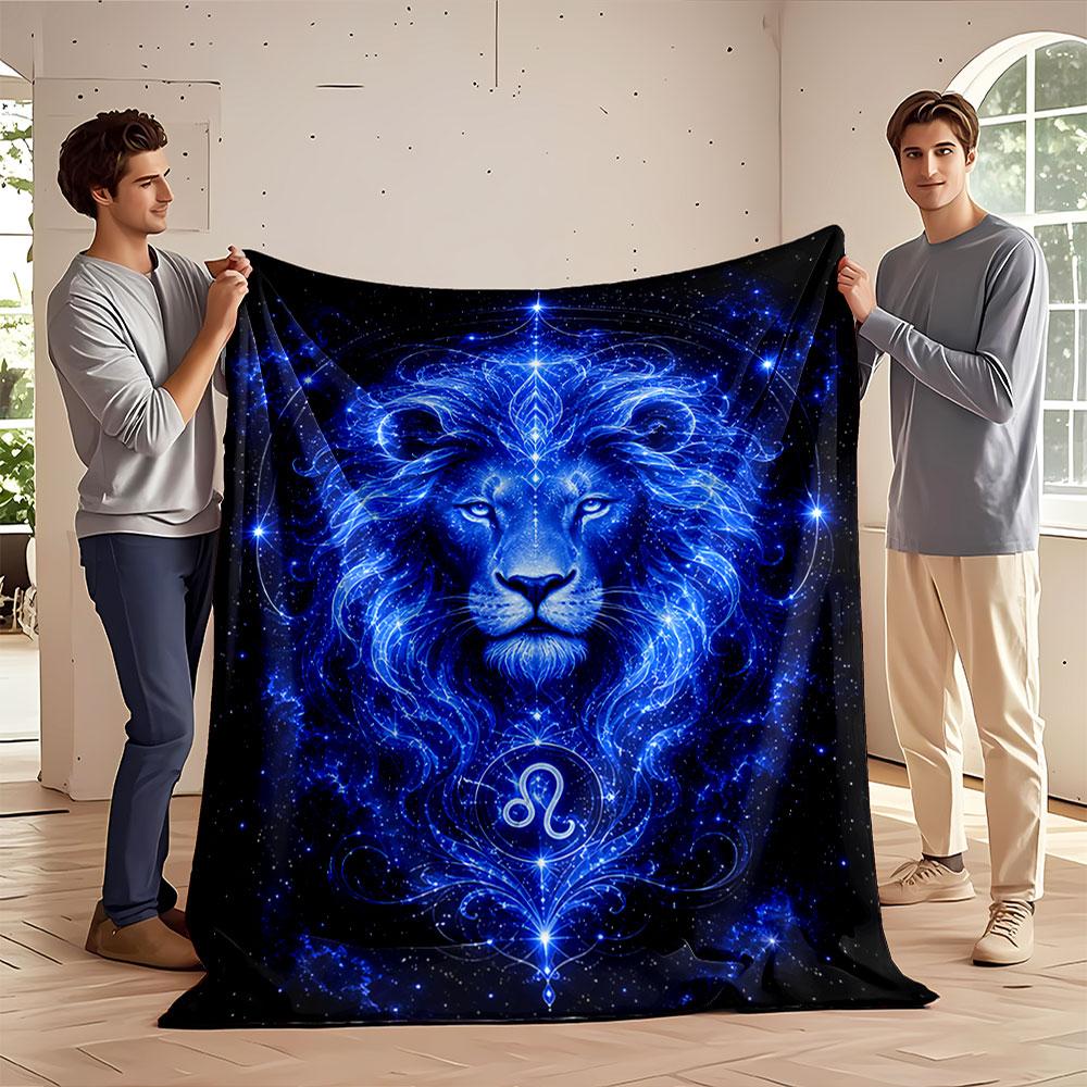Cosmic Blue Lion Blanket for all seasons blanket lunch break throw gift