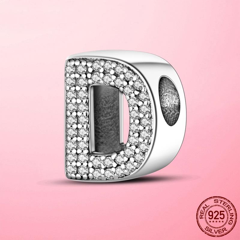Hot Original 925 Silver Letter CZ Zircon A To Z 26 Letter Charms Beads Fit MULA Charms Bracelet Silver 925 Jewelry