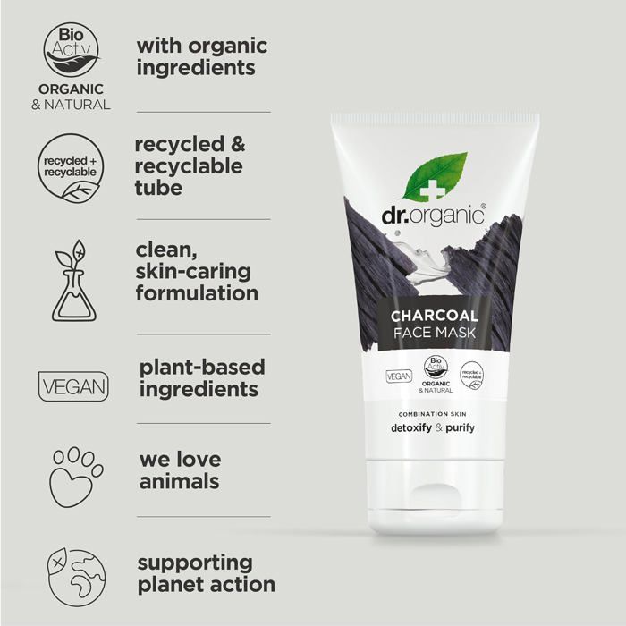 DR. ORGANIC - Masque visage au charbon - peau grasse 125 ml