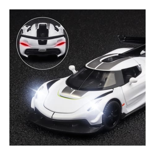 1:32 Koenigsegg Jesko Alloy Diecast Sports Car Model with Sound and Light Pullback, Black
