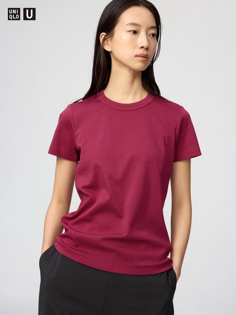 Uniqlo 483456 Женская футболка с круглым вырезом с коротким рукавом Базовый повседневный топ Япония