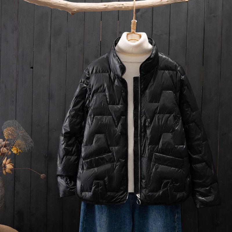 Light Down Cotton Jacket Female Short Winter New Shiny Stand-up Collar Fashion Cotton Clothes Small Ladies Winter Jacket