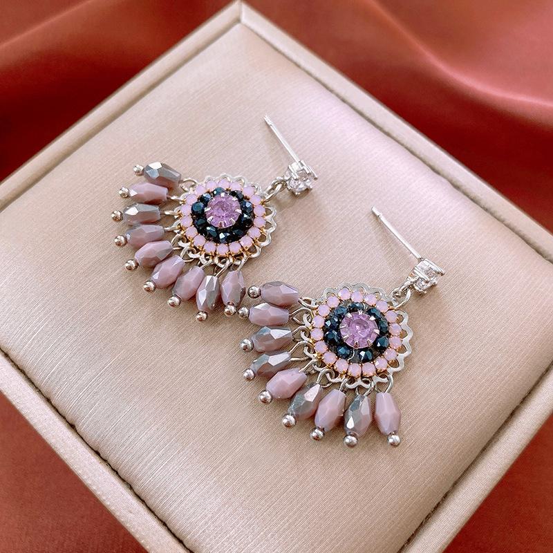 Высококачественные серьги из циркония и металла с кисточками, инкрустированными бриллиантами, идеально подходят для любого случая