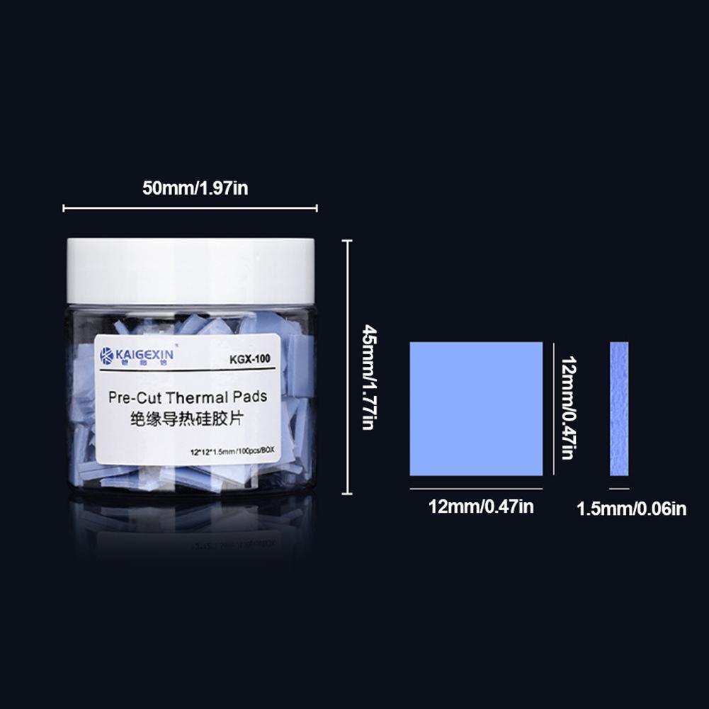 100 шт. Теплопроводящая термопрокладка Быстрое рассеивание тепла 12x12x1,5 мм Проводящая силиконовая прокладка Термопрокладки для ремонта GPU CPU
