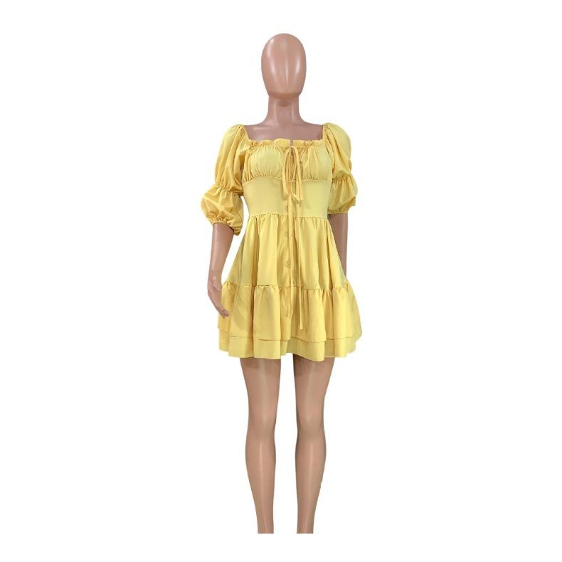 GMXIA Женская мода весна осень однотонный принт с коротким рукавом на одно плечо и высокой талией повседневные платья