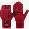 Fashion Thick Winter Knitted Gloves Keep Warm Solid Color Touchscreen Gloves Fingerless Flip Gloves Winter