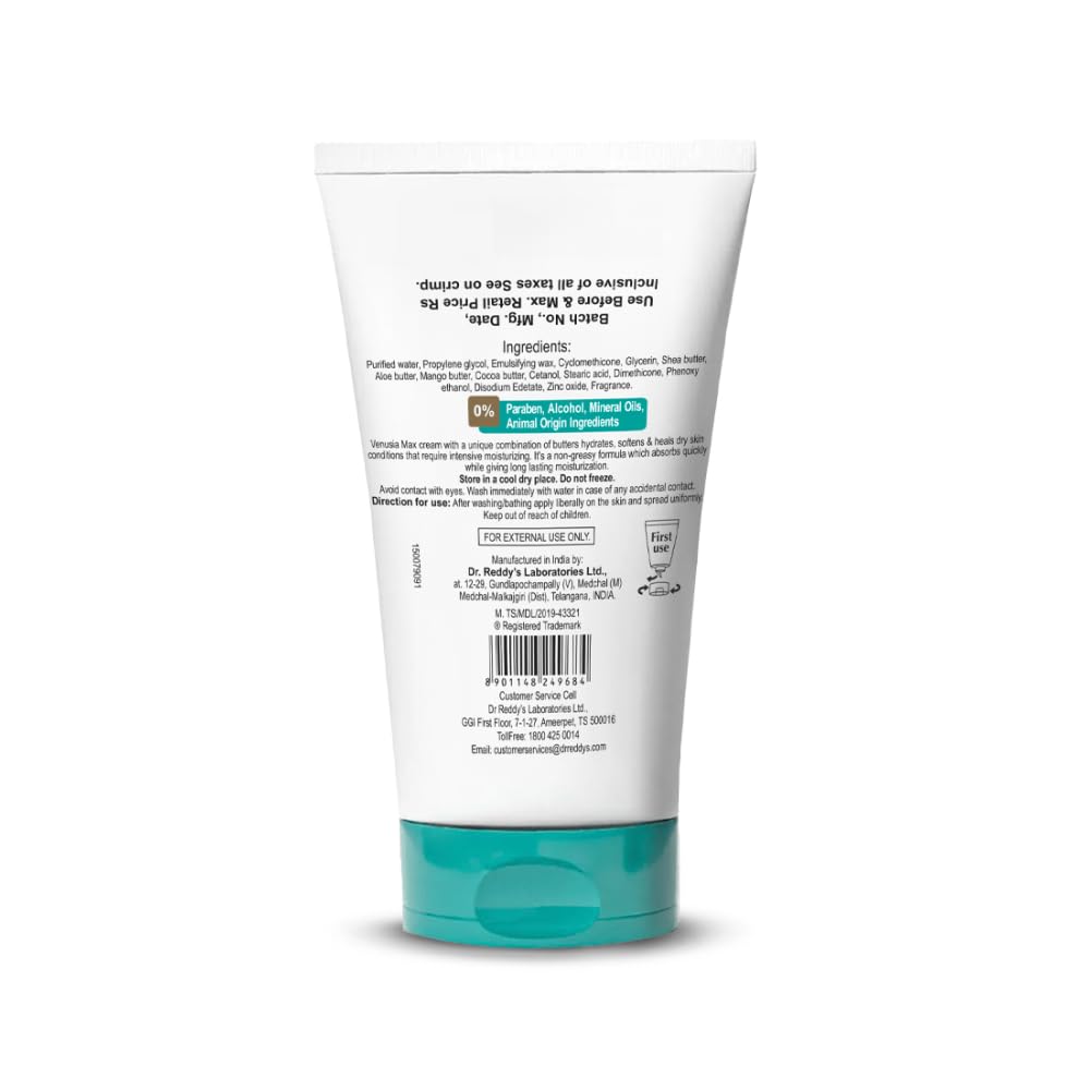 Dr. Reddy's Venusia Max Intensive Moisturizing Cream 150 G Pack for Face and Body Hydration
