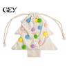 Tiered Christmas Home Decor Tree Drawstring Gift Bag, Plush Pom Bell Hanging Velvet Bags for Candy Ornament, Reusable Pouch Holiday Door Decorative