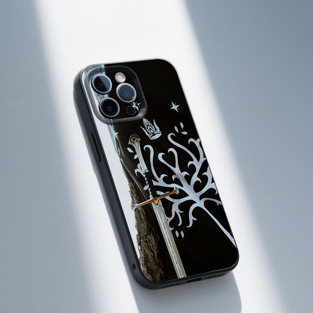 Tree of Gondor Flag Phone Case For iPhone 16,15,14,13,12,11,Pro,Max,Plus,X,XS,XR,SE,8,7,Mini,Soft Silicone Black Case