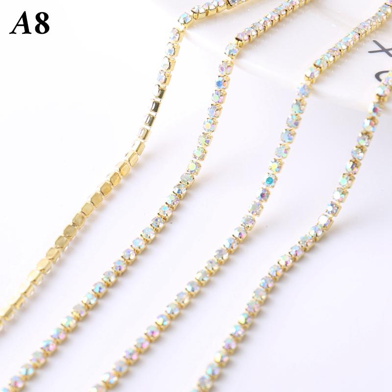 5M Rhinestone Drill Chain 2mm Glass Rhinestone Claw Chain Trim DIY Sewing Costume Craft Performance Clothing Decor Accessories