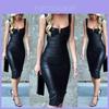 Модное женское мини-платье bodycon без рукавов с бандажом из ПУ-кожи для клуба и вечеринок