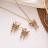 European-American Butterfly Jewelry Set: Diamond Necklace & Earrings