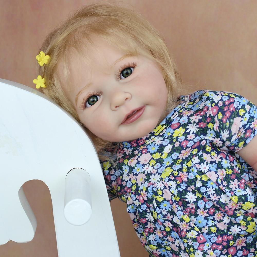 BZDOLL 55 см, мягкая силиконовая кукла реборн с 3D-краской, с кровеносными сосудами, 22 дюйма, блондинка Лиза, одевается как настоящая игрушка для девочек Bebe