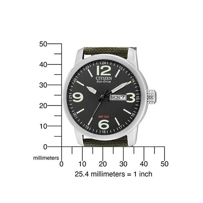Citizen Мужские аналоговые часы Eco-Drive с нейлоновым ремешком BM8470-11EE, Черный/Зеленый, Стандартный размер ремешка