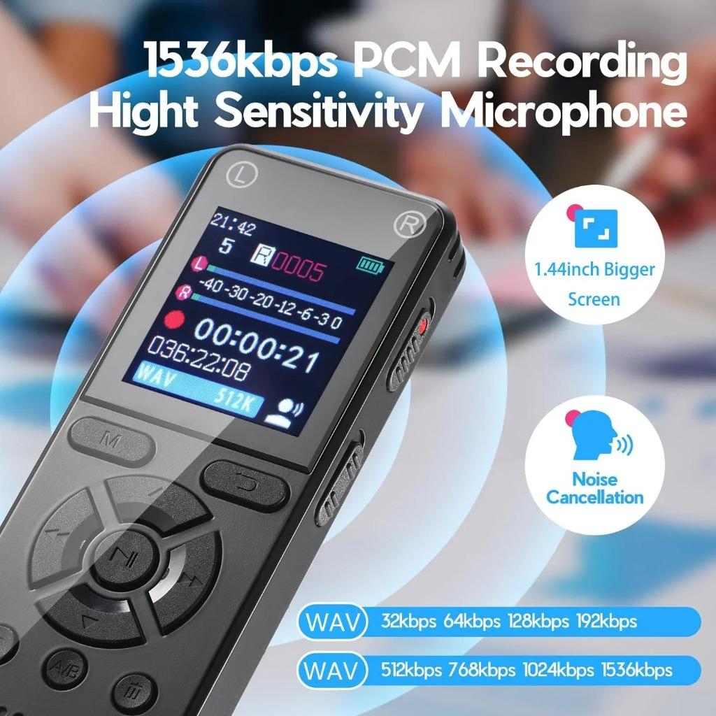 Digital Voice Recorder HD Audio Recorder with Noise Cancelling Voice Activated MP3 Player for Lectures Meetings Interviews